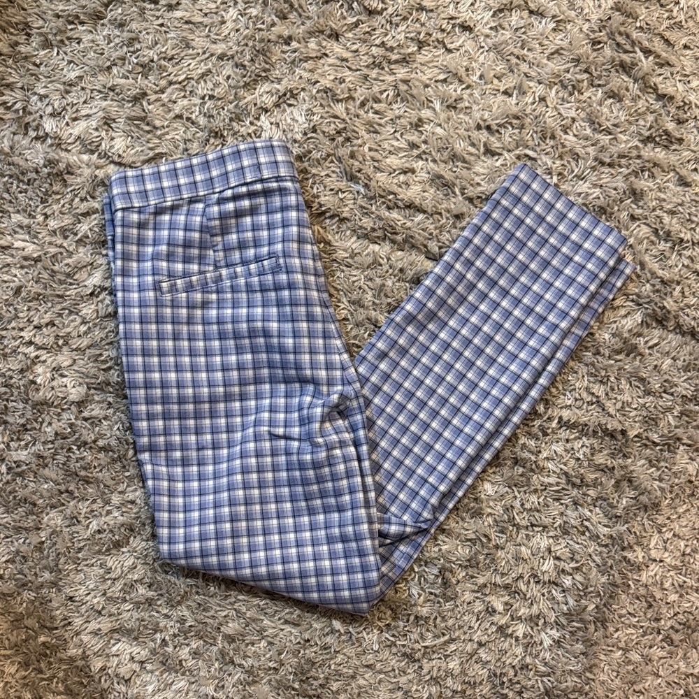 Hollister Blue and White Plaid Straight-Leg Pants